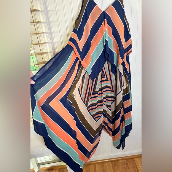 AUW Blue and Orange Sleeveless Sundress - Picture 5 of 5